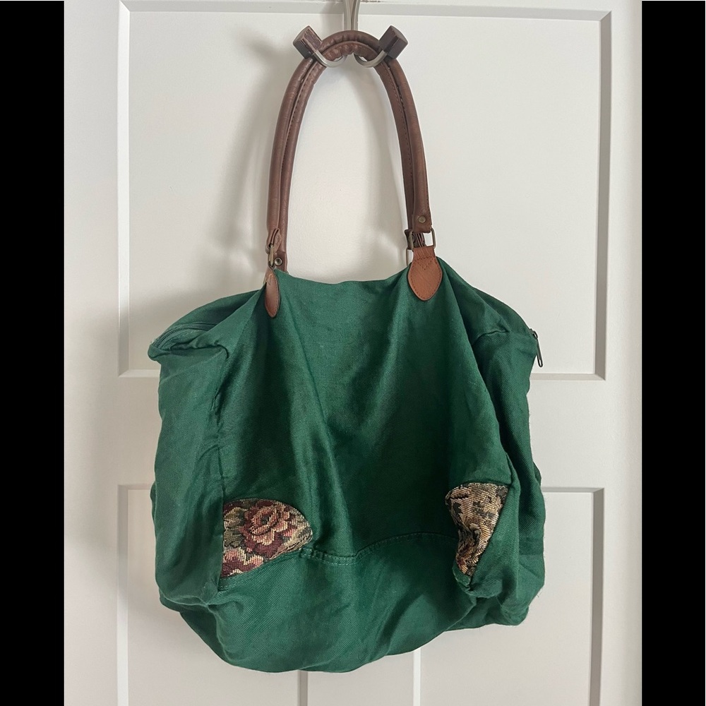 SOLD Vintage Green & Floral Cottagecore Overnight Bag/ Small Bag - Picture 13 of 13